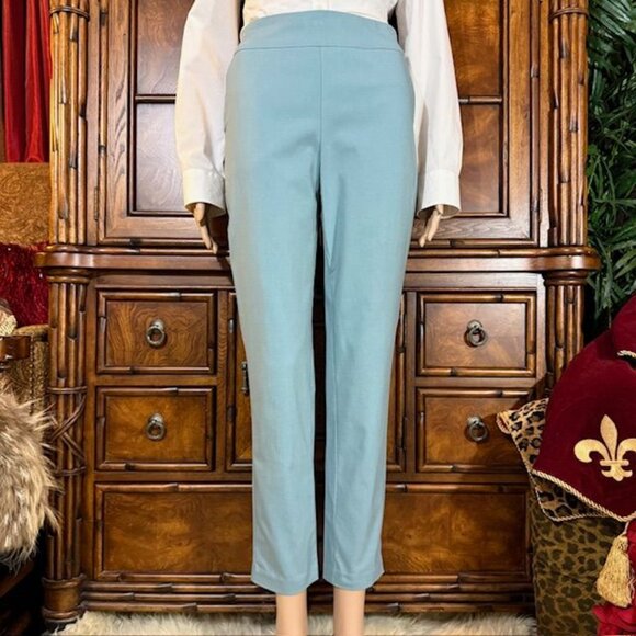 Marla Wynne Slate Blue Stretch Twill Flatterfit Ankle Pant - Picture 1 of 8